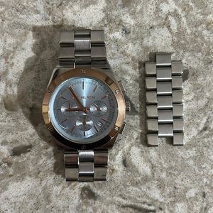 Michael Kors Silver and Rose Gold Woman’s Watch